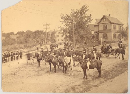 Mounted and Foot Divisions Forming at  the Intersection of New Boston Stree