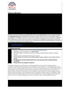 3D Printing Policy Library  . The Print Job Requester Assumes Responsibility For The Safe Use Of The Object Once It Is Printed.